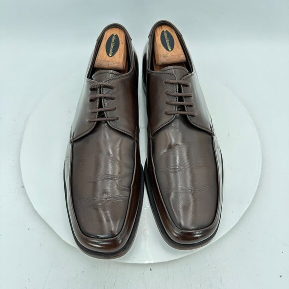 Prada Men Size 8.5 Brown Leather Apron Toe Lace Up Derby Dress Shoes - Picture 1 of 11